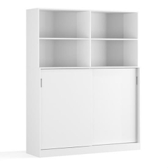 GAL, Tủ kệ để đồ đồ dùng cửa lùa kèm Kệ sách, CAB_136, 160x45x200cm, Nội thất Nhà trên cao