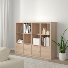 FELLY, Kệ sách 4x3 kèm 4 ô cửa, DSH_025, 144x38x109cm, Nội thất Nhà trên cao