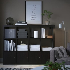 FELLY, Kệ sách 4x3 kèm 4 ô cửa, DSH_025, 144x38x109cm, Nội thất Nhà trên cao