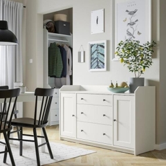 BAHA, Kệ tủ đựng đồ dùng 3 ngăn 2 cánh mở, CAB_050, 140x46x84cm, Nội thất Nhà trên cao