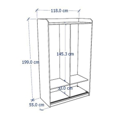 BAHA, Tủ lưu trữ quần áo, WAR_005, 118x55x199cm, Nội thất Nhà trên cao