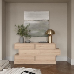 NAVE, Tủ lưu trữ, bàn làm việc, bàn học 3 ngăn kéo, CAB_193, 155x48x70cm, Nội thất Nhà trên cao