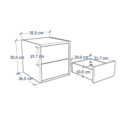 NIOSK, Tủ đầu giường 2 ngăn treo tường, TAB_013, 35x36x35cm, Nội thất Nhà trên cao