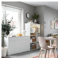 SOSA, COMBO kệ để đồ 4 tầng kèm tủ 2 gian, CAB_247, 235x37x140cm, Nội thất Nhà trên cao