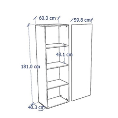 GALLOT, Tủ đựng đồ 4 tầng, WAR_030, 60x42x181cm, Nội thất Nhà trên cao