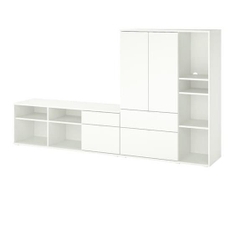 SOSA, COMBO 2 kệ để đồ đồ dùng kèm hộc kéo, CAB_245, 251x37x140cm, Nội thất Nhà trên cao