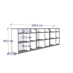 SOSA, Kệ sách ngang 3 tầng, DSH_084, 286x37x90cm, Nội thất Nhà trên cao