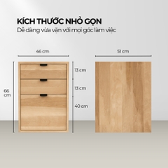 OWEN, Tủ văn phòng - tủ hồ sơ nhỏ gọn tiện dụng 3 ngăn, FCA_001, 46x51x66cm, Nội thất Nhà trên cao