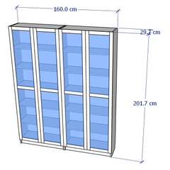 JAK, Combo 2 kệ sách 6 tầng cửa kính,, DSH_057, 160x32x202cm, Nội thất Nhà trên cao