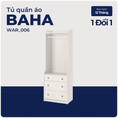 BAHA, Tủ quần áo mở kèm 3 ngăn tủ kéo, WAR_006, 70x46x199cm, Nội thất Nhà trên cao
