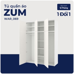 ZUM, Tủ quần áo 3 gian tích hợp, WAR_069, 180x57x241cm, Nội thất Nhà trên cao