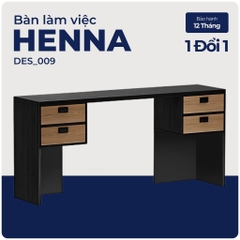 HENNA, Bàn làm việc 4 ngăn kéo hiện đại, DES_009, 160x40x75cm, Nội thất Nhà trên cao