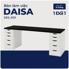 DAISA, Bàn làm việc học tập 2 tủ ngăn kéo, DES_003, 140x60x75cm, Nội thất Nhà trên cao