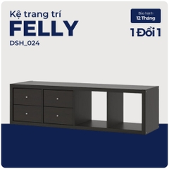 FELLY, kệ để đồ vật dụng 4 ngăn đa năng treo tường, DSH_024, 144x38x40cm, Nội thất Nhà trên cao