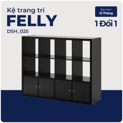 FELLY, Kệ sách 4x3 kèm 4 ô cửa, DSH_025, 144x38x109cm, Nội thất Nhà trên cao