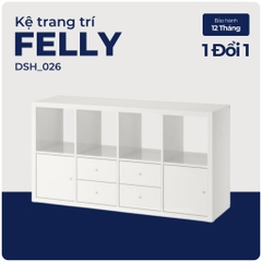 FELLY, Kệ sách 4x2 kèm 4 ô cửa, DSH_026, 144x38x75cm, Nội thất Nhà trên cao