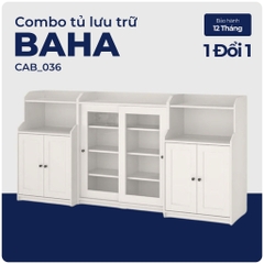BAHA, COMBO Tủ lưu trữ kết hợp tủ trưng bày cửa kính, CAB_036, 245x46x116cm, Nội thất Nhà trên cao