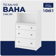 BAHA, Kệ tủ đựng đồ dùng 3 ngăn kéo, CAB_051, 70x46x116cm, Nội thất Nhà trên cao
