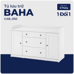 BAHA, Kệ tủ đựng đồ dùng 3 ngăn 2 cánh mở, CAB_050, 140x46x84cm, Nội thất Nhà trên cao