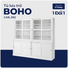 BOHO, COMBO Bộ đôi kệ kệ để đồ cửa kính, CAB_062, 242x49x213cm, Nội thất Nhà trên cao