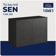 SEN, Tủ đựng đồ tân cổ điển 3 tầng 6 ngăn, CAB_253, 122x50x81cm, Nội thất Nhà trên cao