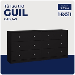 GUIL, Tủ đựng đồ dùng hiện đại 3 tầng 6 ngăn kéo, CAB_149, 143x35x68cm, Nội thất Nhà trên cao