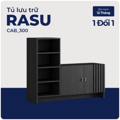 RASU, Kệ 4 tầng kèm tủ 2 cánh mở, CAB_300, 120x35x97cm, Nội thất Nhà trên cao