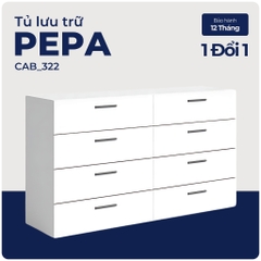 PEPA, Tủ lưu trữ đồ dùng hiện đại 4 tầng 8 ngăn, CAB_322, 140x43x82cm, Nội thất Nhà trên cao