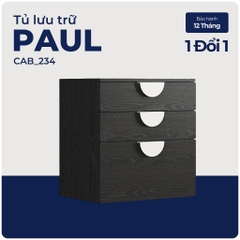 PAUL, Tủ lưu trữ 3 ngăn 1 hộc to kèm tay nắm, CAB_234, 60x57x63cm, Nội thất Nhà trên cao