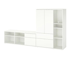 SOSA, COMBO 2 kệ để đồ đồ dùng kèm hộc kéo, CAB_245, 251x37x140cm, Nội thất Nhà trên cao