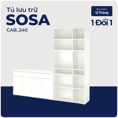 SOSA, COMBO kệ để đồ kèm tủ 2 gian, CAB_240, 235x37x200cm, Nội thất Nhà trên cao