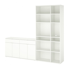 SOSA, COMBO kệ để đồ kèm tủ 2 gian, CAB_240, 235x37x200cm, Nội thất Nhà trên cao