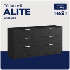 ALITE, Tủ lưu trữ 6 ngăn kéo size nhỏ Bắc Âu, CAB_269, 136x40x72cm, Nội thất Nhà trên cao