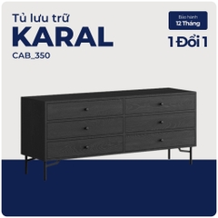 KARAL, Tủ lưu trữ, trang trí 6 ngăn kéo, CAB_350, 140x40x60cm, Nội thất Nhà trên cao
