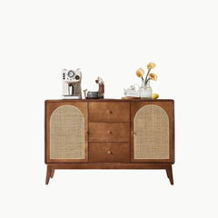 ZABAN, TLT_012, Tủ lưu trữ phối lưới mây tre cổ điển, 120x40x90cm, Gỗ Plywood phủ sơn 2K, Nội thất Nhà trên cao