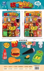 KTA3286 VĨ ÉP BẾP GAS ĐƠN ẾCH+ BÁNH HAMBURGER+ ĐÙI GÀ RÁN+ KHOAI TÂY CHIÊN+ KEM+ BÀN+ 2 GHẾ 33X50