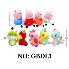 GẤU BÔNG RẮN (ĐỎ - XANH LÁ) + HEO PEPPA + NGỰA PONY (30-40CM)