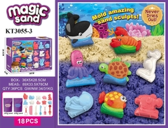 KT3055-3 HỘP ĐẤT SÉT CÁT NẶN THÚ BIỂN 18 MIẾNG MAGIC SAND 36X5X28.5