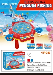 KTDY-6616A HỘP CÂU CÁ PIN NƯỚC+ CHIM CÁNH CỤT LEO THANG PIN + THAU+ VỢT 2 IN 1 PENGUIN FISHING