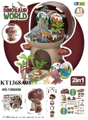 KT1368A08 HỘP KỆ MÔ HÌNH KHỦNG LONG+ 12C KHỦNG LONG+ CÂY+ HÀNG RÀO+ NÚI ĐÁ 41 MIẾNG 2 IN 1 DINOSAUR WORLD (NHIỀU CON)