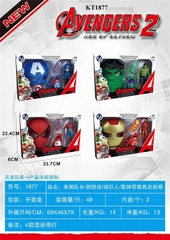 KT1877  HỘP ĐỒNG HỒ BẮN ĐĨA+ MẶT NẠ PIN SN + 1T SN AVENGERS (4 MẪU CAPTAIN, NGƯỜI XANH, NHỆN, IRON MAN) 33.7X6X22.4