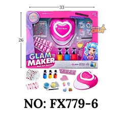 FX779-6 HỘP TRANG ĐIỂM SƠN MÓNG TAY+MÓNG+ TRANG SỨC NHẪN + MÁY SẤY MÓNG PIN GLAM MAKER