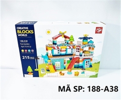 188-A38 HỘP LOGO RÁP NHÀ CẦU TUỘT 215 MIẾNG Creative Blocks World
