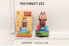 NR617-322 HỘP THÚ LABUBU PIN ĐỨNG THĂNG BẰNG PIN XOAY NHẠC ĐÈN (THÚ PIN LĐ)