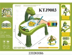 KTJ9003 HỘP BÀN BẢNG XÓA KHỦNG LONG PIN ĐÈN CHIẾU HÌNH+ BÚT MÀU+ LOGO RÁP CẦU TRƯỢT BANH 81 MIẾNG 51X8X46.5