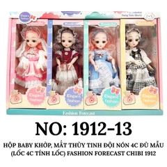1912-13 HỘP BABY KHỚP, MẮT THỦY TINH ĐỘI NÓN 4C ĐỦ MẪU (LỐC 4C TÍNH LỐC) FASHION FORECAST CHIBI 1912