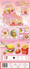 HỘP XẾP HẠT LÀM MÓC KHOÁ DIY HAMBURGER, KHOAI TÂY CHIÊN, GÀ RÁN 1L/12H 8+ LBB-1