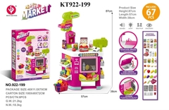 KT922-199 HỘP KỆ BẾP QUẦY MÁY TÍNH TIỀN SIÊU THỊ PIN+ GIỎ ĐỒ 67 MIẾNG PLAY WITH MARKET 48X11.5X70 HỒNG