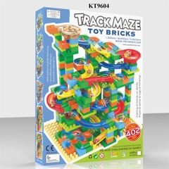 KT9604  HỘP LOGO RÁP CẦU TRƯỢT BANH 402 MIẾNG TRANK MAZE TOY BRICKS