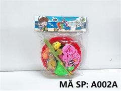 A002A TÚI RỔ CÂU CÁ 1 CẦN HÍT 9C (TÔM, MỰC, CÁ ĐUỐI, NHỆN), VỢT (PVC)